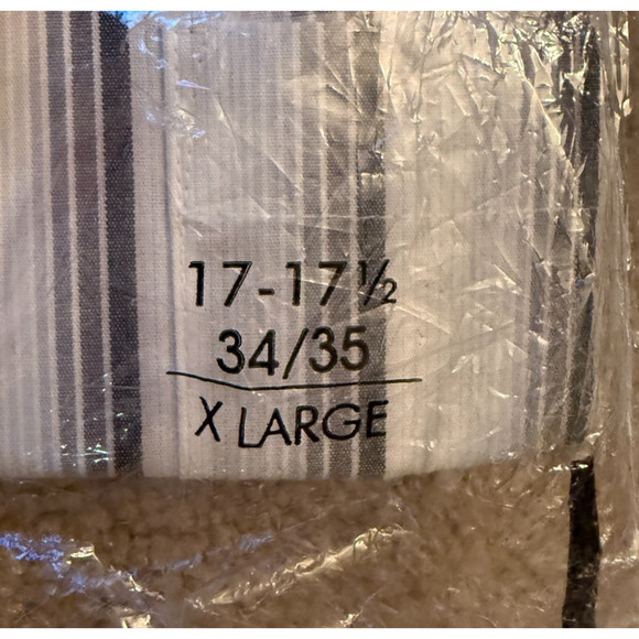 Arrow Men's Dress Shirt XL (17-17.5 34/35) Wrinkle Free Striped White Grey Long - Picture 4 of 6